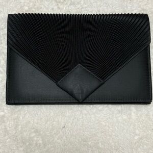 Vtg 80’s Merle Norman Black Pleated Satin Evening Clutch Gothic Formal Bag EUC